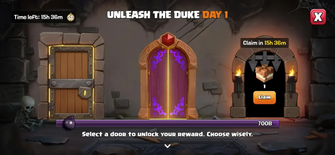 CoC Day 1 Door 3 reward - Clan Castle Cake Magic Snack for temporary clan castle boost