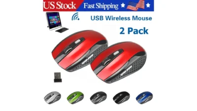 2 Wireless Optical Mouse Mice 2.4GHz USB Receiver For Laptop PC Computer DPI USA