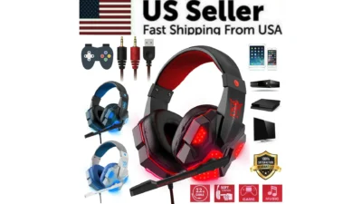 3.5mm Gaming Headset Mic LED Headphones Stereo Bass Surround For PC PS4 Xbox One