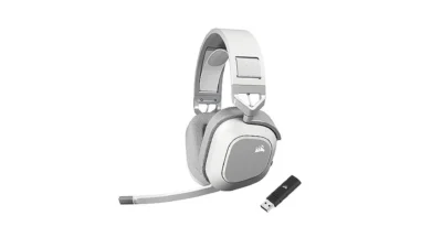 Corsair HS80 MAX Wireless Multiplatform Gaming Headset with Bluetooth - Dolby Atmos - Broadcast Quality Microphone - iCUE Compatible - PC, Mac, PS5, PS4, Mobile - White