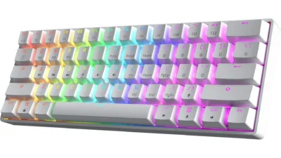 GK61 Mechanical Gaming RGB LED Keyboard - White, Gaetron Optical Red Switches
