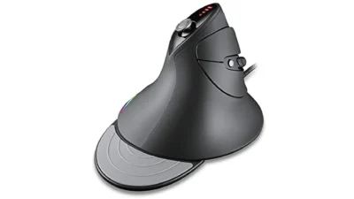 MOJO Silent Vertical Gaming Mouse - Ergonomic Mouse for PC Gaming w/ 4 Directional Joystick Buttons, Adjustable DPI , Custom Software, Macros, and More