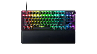Razer Huntsman V3 Pro TKL Gaming Keyboard: Analog Optical Switches w/Rapid Trigger & Adjustable Actuation - Media Keys & Dial - Doubleshot PBT Keycaps - Aluminum Top Plate - Wrist Rest
