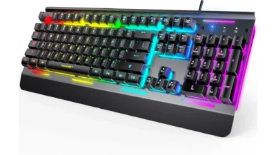 TECKNET Gaming Keyboard, USB Wired Computer Keyboard, 15-Zone RGB Illumination,