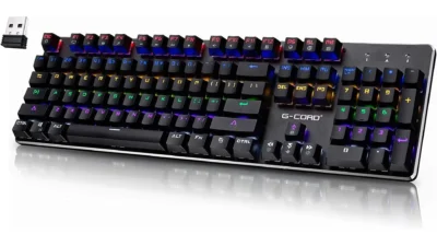 Wireless Gaming Keyboard Mechanical G-Cord Wired Keyboard LED Backlit 104 Keys