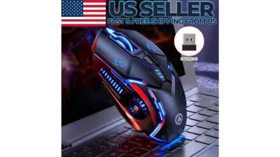 Wireless Gaming Mouse Silent RGB Rechargeable LED Optical USB Mouse