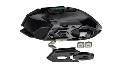 Logitech G502 Lightspeed Wireless Gaming Mouse with Hero 25K Sensor, PowerPlay Compatible, Tunable Weights and Lightsync RGB - Black